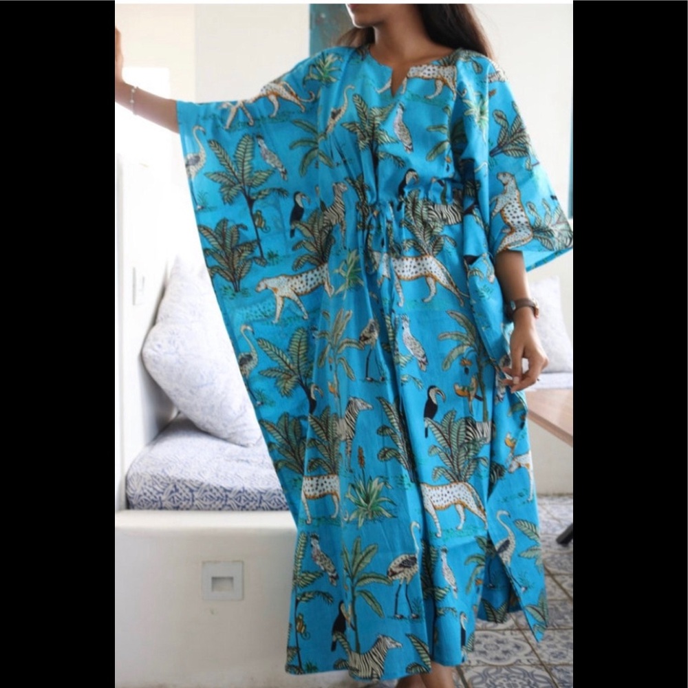 Tiger Print Cotton Kaftan free size